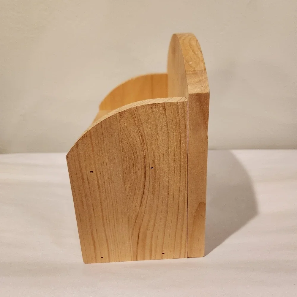 Cottagecore, Rustic Wood Shelf with Hidden Cubbie Natural Wood Tabletop